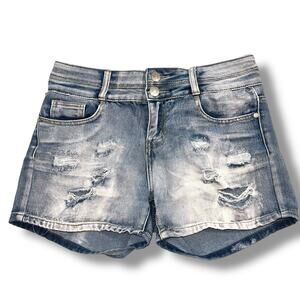 DAZL Womens Denim Blue Jean Shorts Acid Wash Distressed Size 7